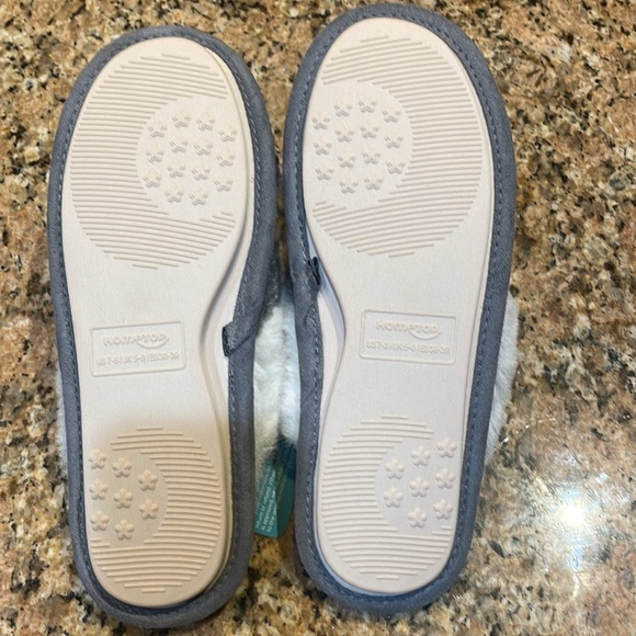 HomeTop Women’s Cozy Gray Slippers with White Plush Faux Fur Trim - Picture 6 of 10